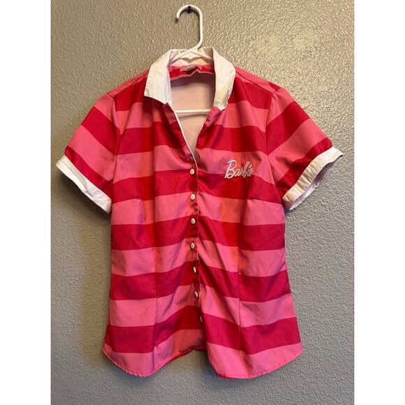💖 Life in Plastic, It's‎ Fantastic! Barbie Button-Down Shirt - Size M 💖 - Picture 1 of 4